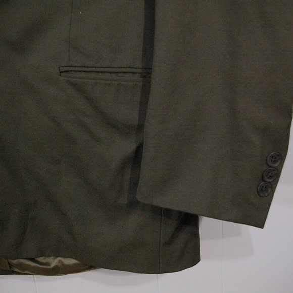 COPY - Vintage Gabardine Wool Blazer Jacket Mens 40S Two Button Green Gray Suit - Picture 4 of 11